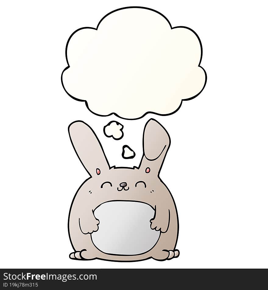 cartoon rabbit with thought bubble in smooth gradient style