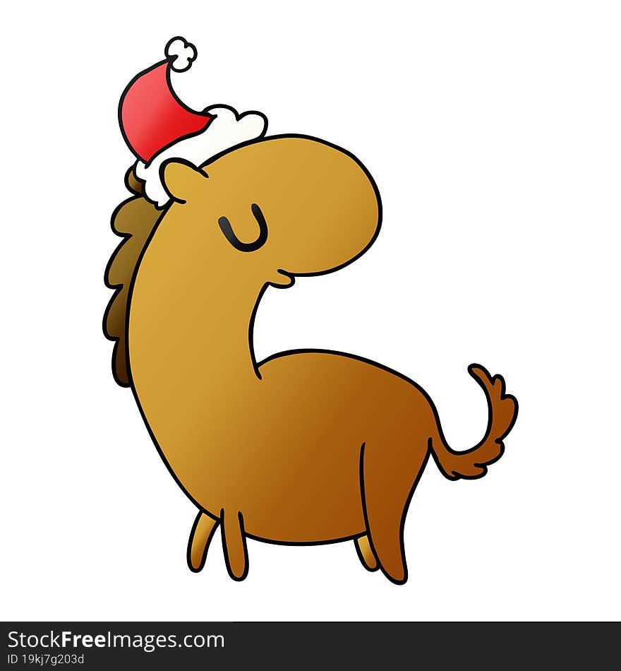 christmas gradient cartoon of kawaii horse