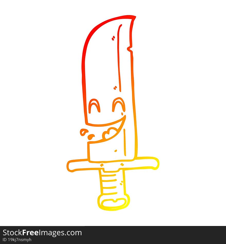 warm gradient line drawing cartoon laughing knife