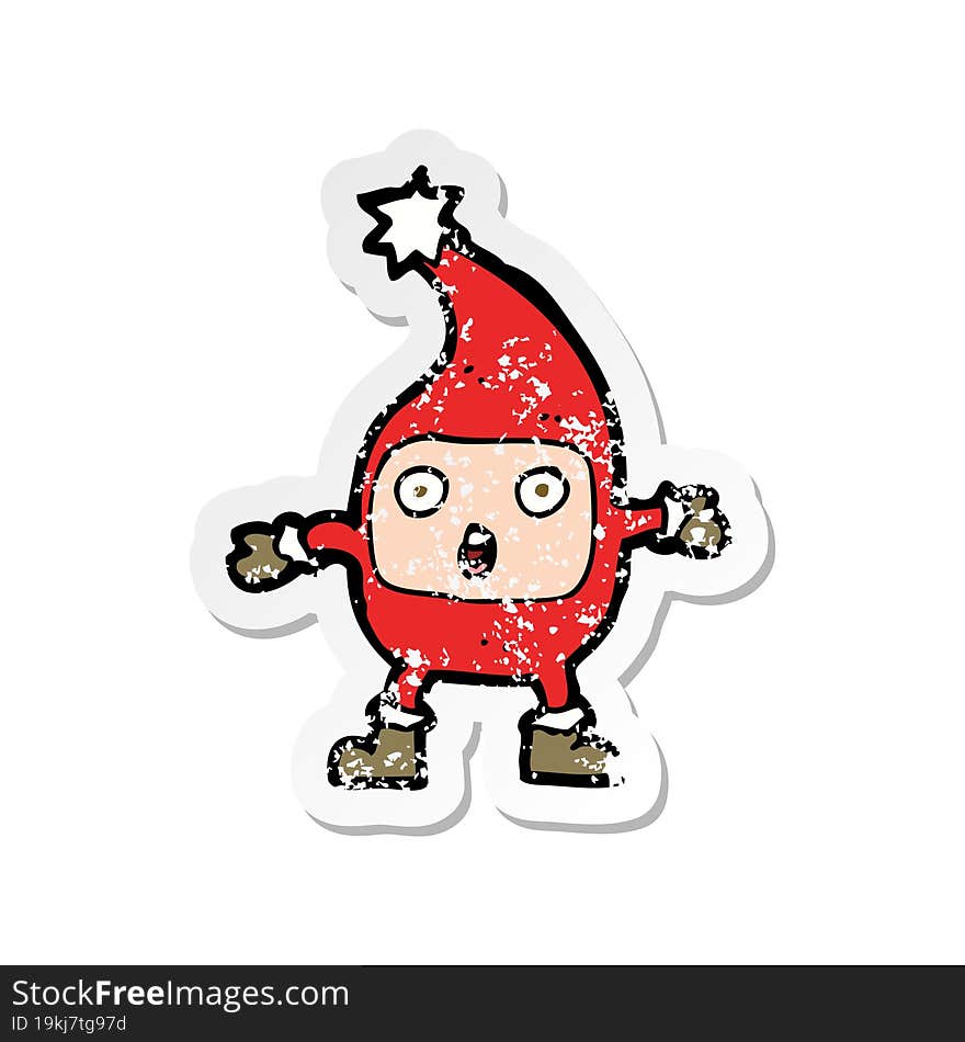 retro distressed sticker of a cartoon funny christmas creature