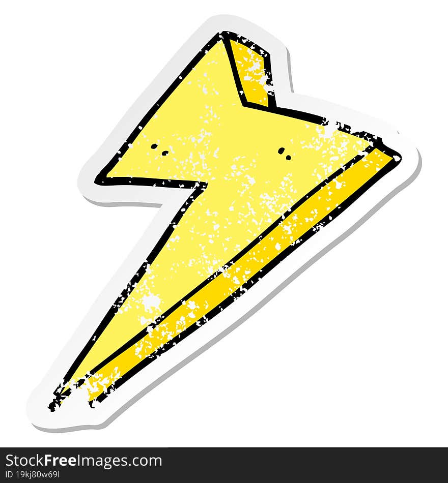 distressed sticker of a cartoon lightning