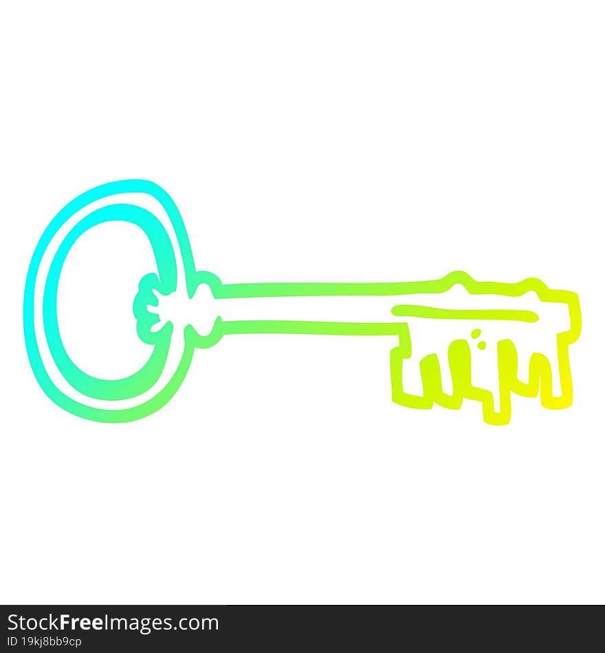 cold gradient line drawing cartoon old key