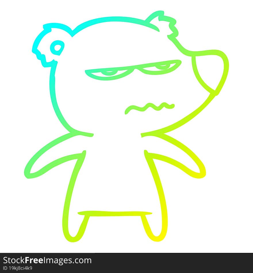 cold gradient line drawing of a angry bear cartoon