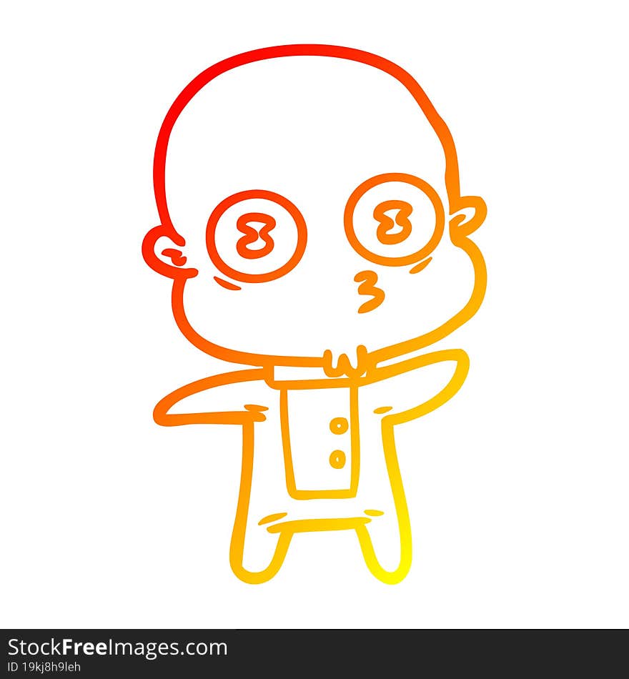 warm gradient line drawing cartoon weird bald spaceman