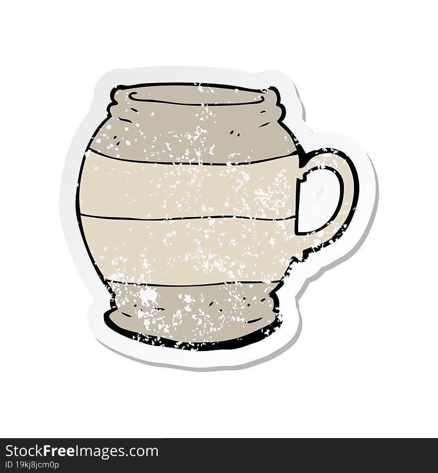 retro distressed sticker of a cartoon big mug