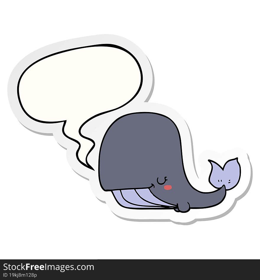 Cartoon Whale And Speech Bubble Sticker