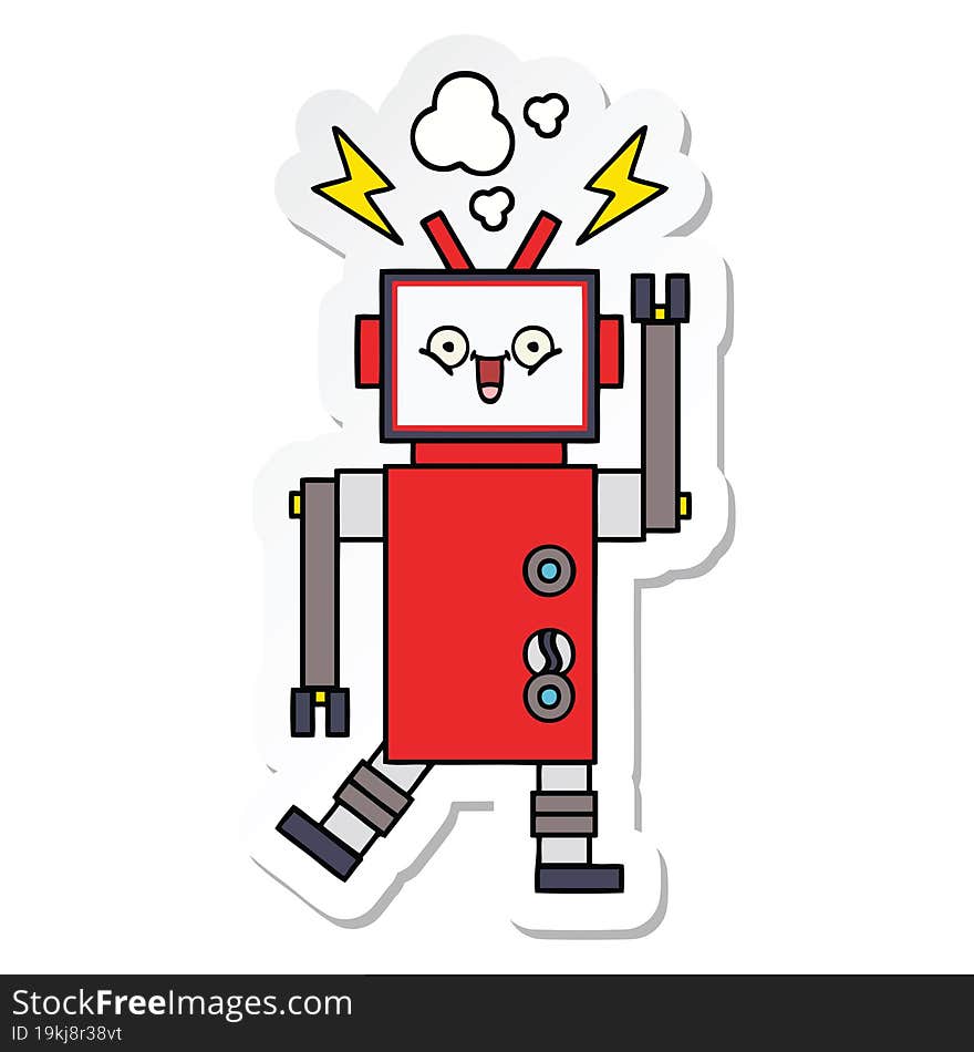 sticker of a cute cartoon robot