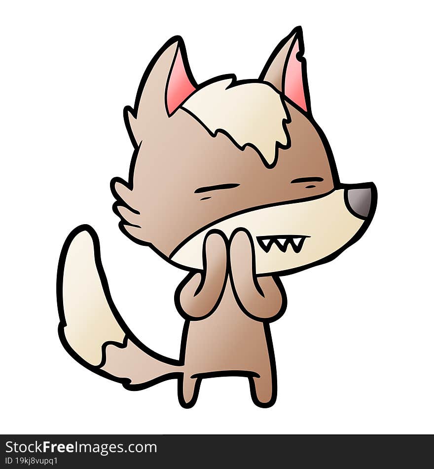 cartoon wolf showing teeth. cartoon wolf showing teeth