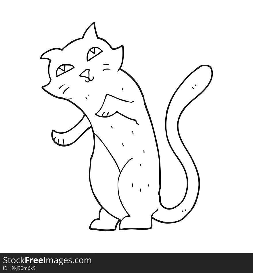 black and white cartoon cat