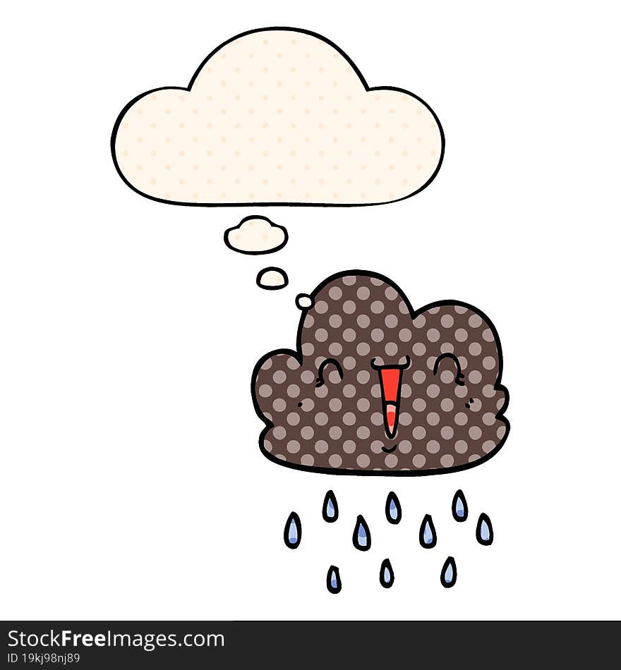 cartoon storm cloud with thought bubble in comic book style