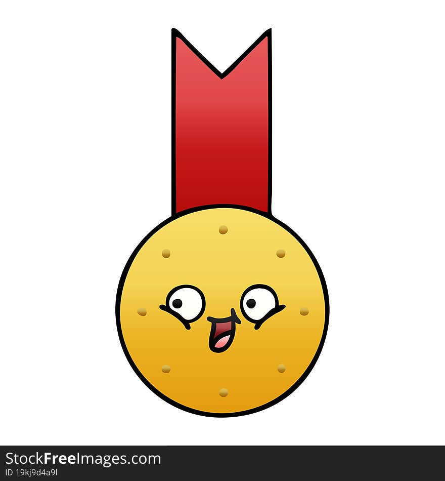 gradient shaded cartoon gold medal