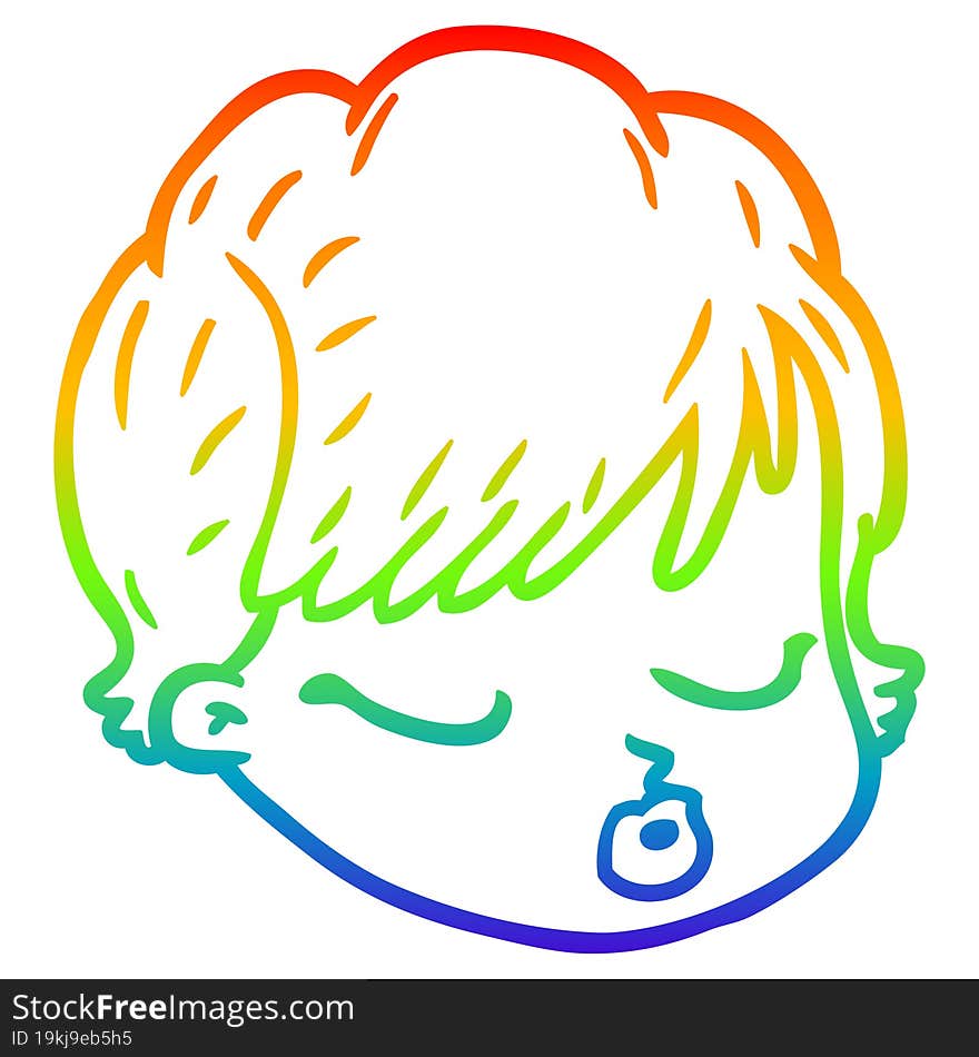 rainbow gradient line drawing cartoon female face