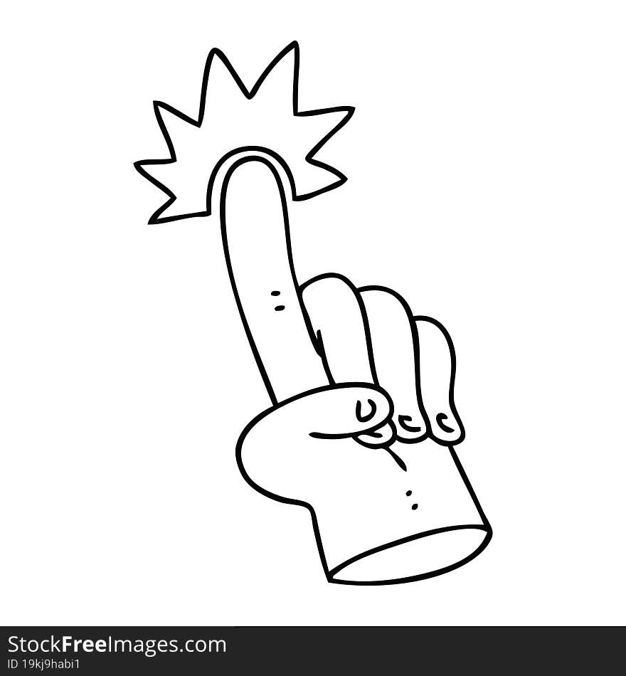 pointing finger quirky line drawing cartoon