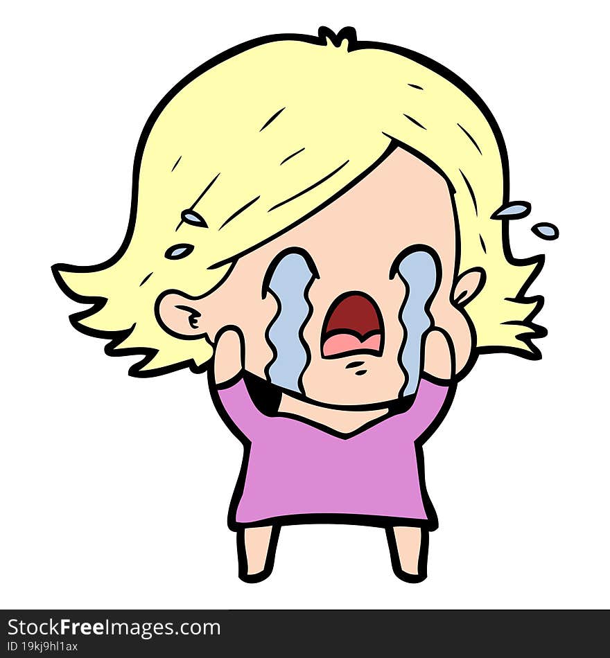 cartoon woman crying. cartoon woman crying