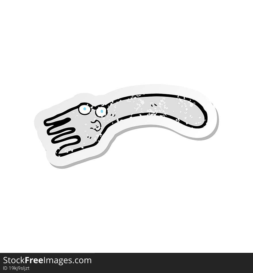 retro distressed sticker of a cartoon fork