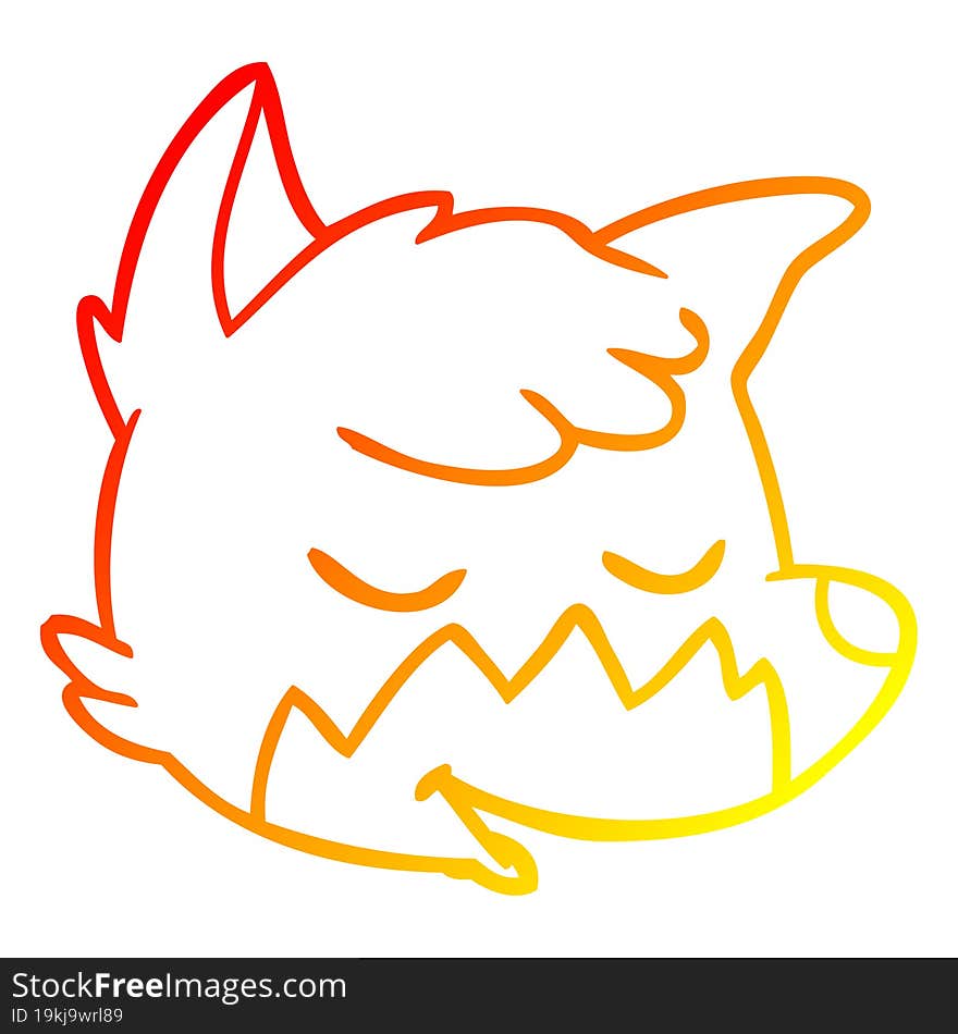 warm gradient line drawing cartoon fox face