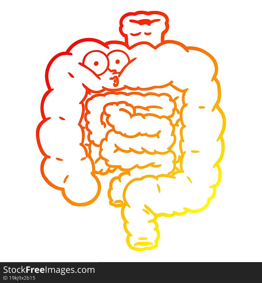 warm gradient line drawing cartoon surprised intestines