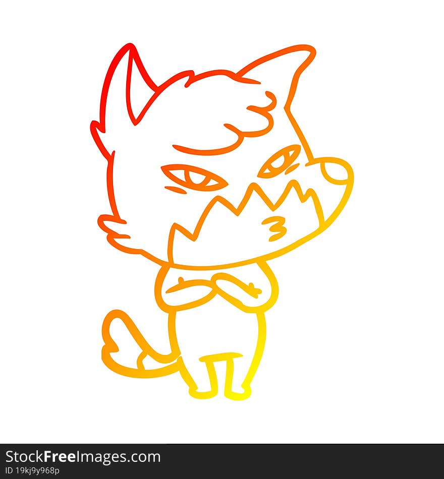 warm gradient line drawing clever cartoon fox