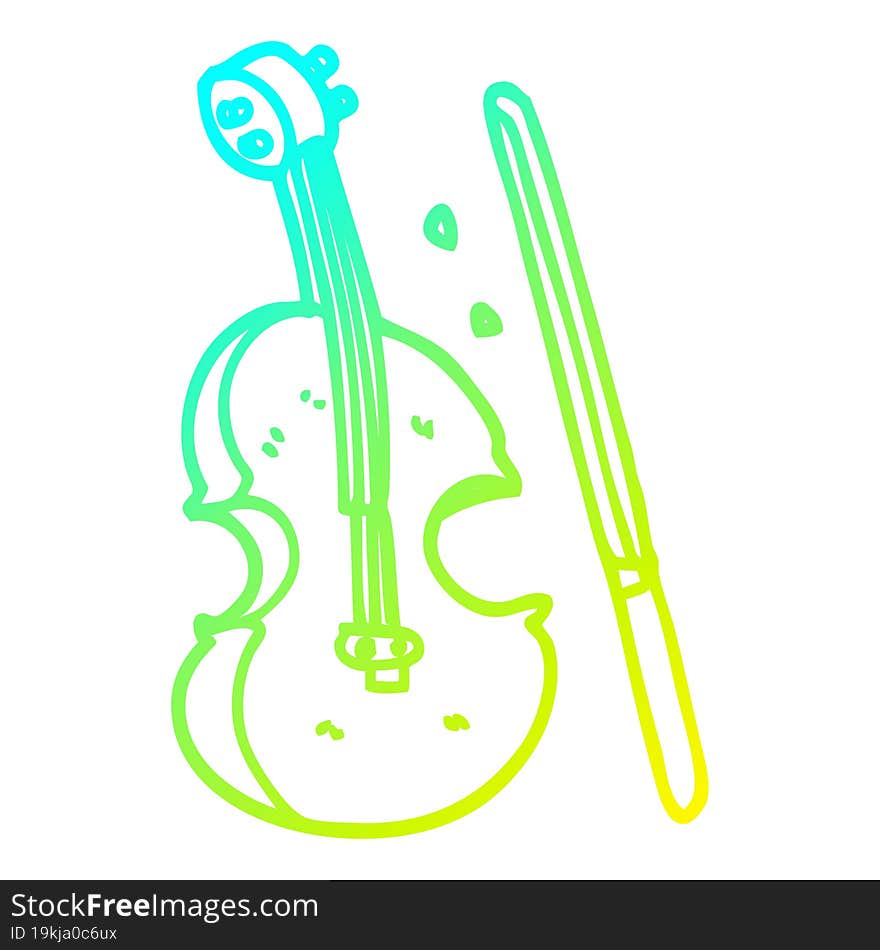 cold gradient line drawing cartoon violin and bow