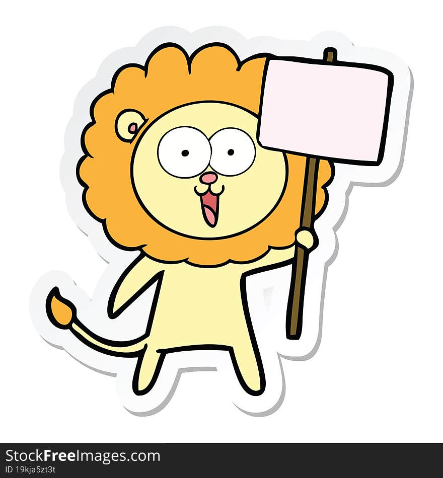 sticker of a happy cartoon lion