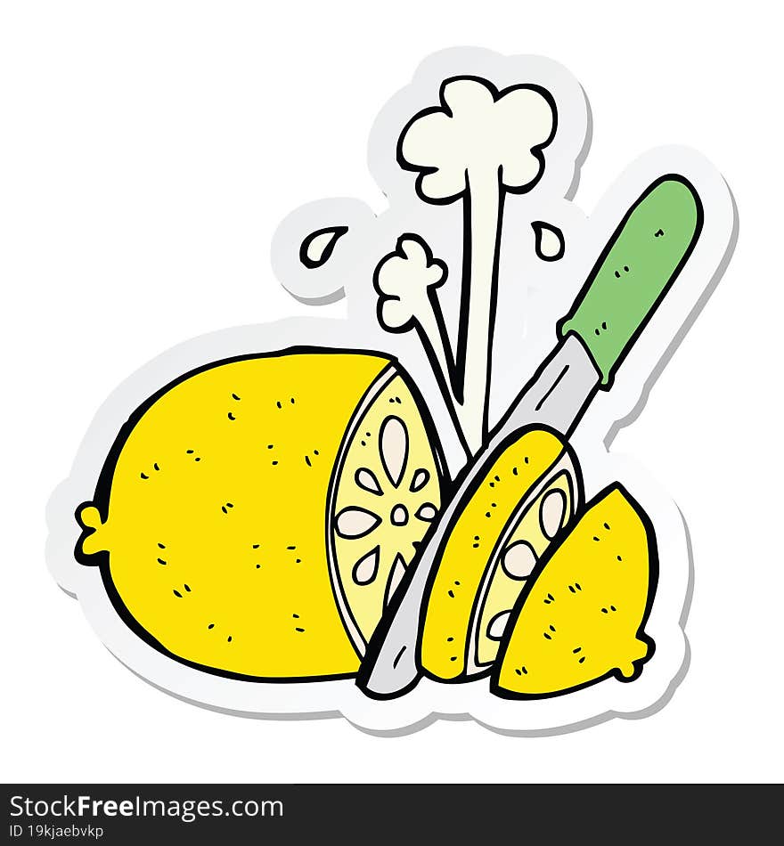 sticker of a cartoon sliced lemon