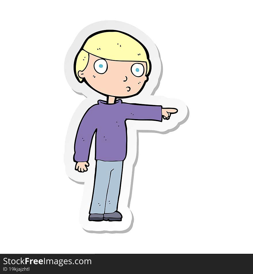 sticker of a cartoon man pointing