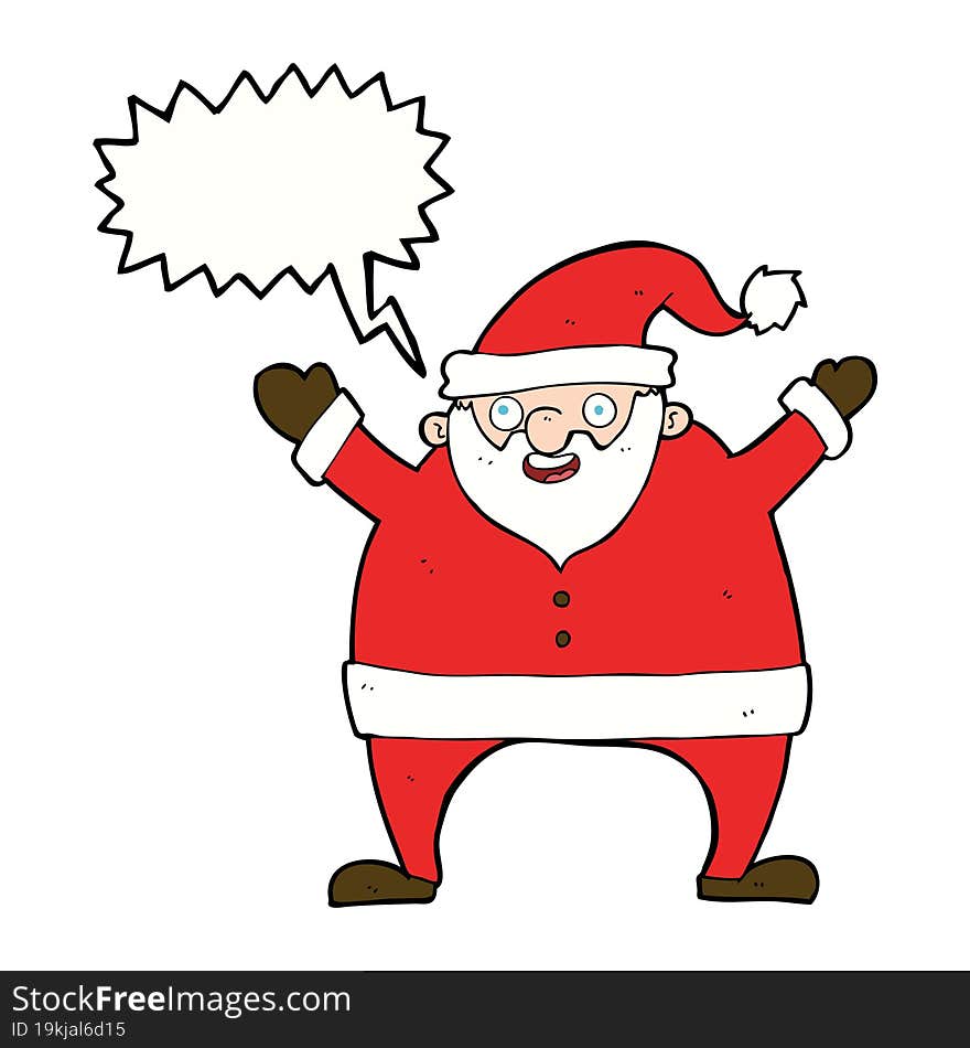 cartoon santa claus with speech bubble