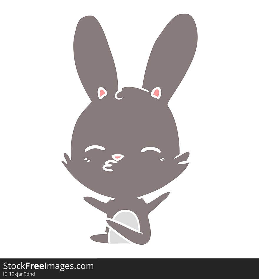 curious bunny flat color style cartoon