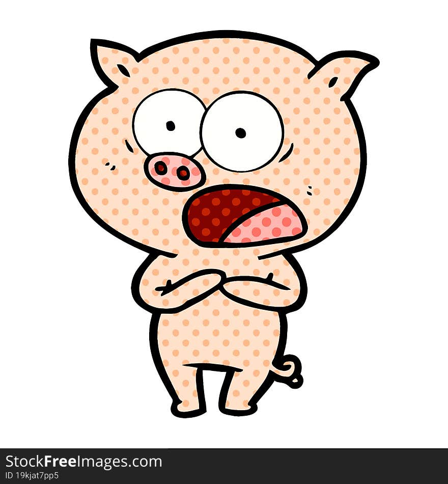 cartoon pig shouting. cartoon pig shouting