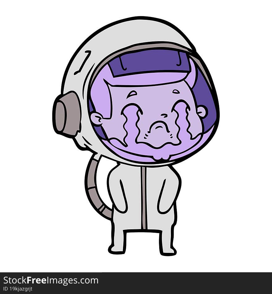 cartoon crying astronaut. cartoon crying astronaut