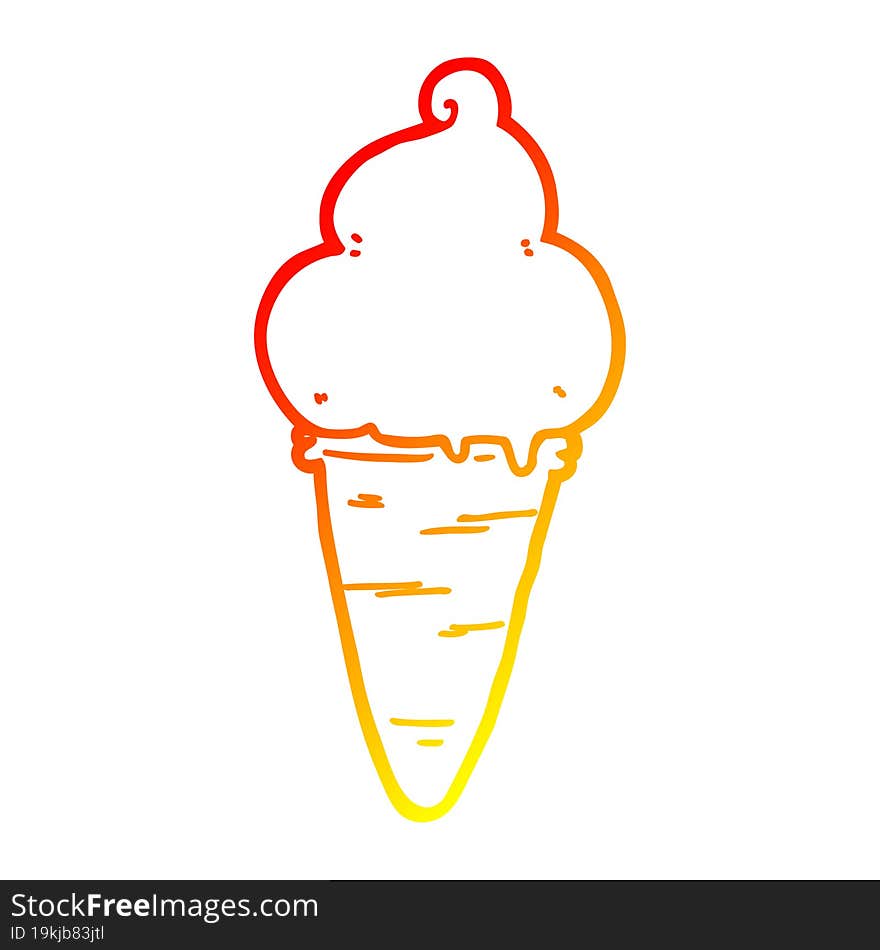 warm gradient line drawing cartoon ice cream