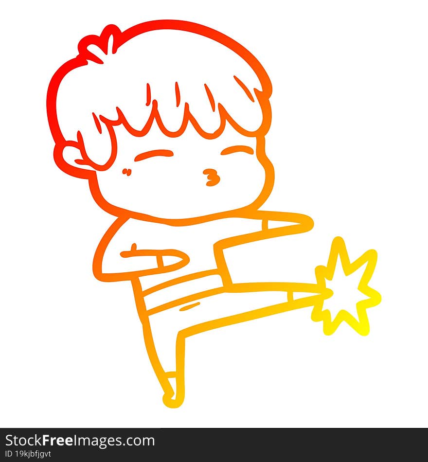 warm gradient line drawing cartoon curious boy