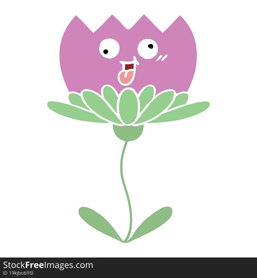 flat color retro cartoon of a flower