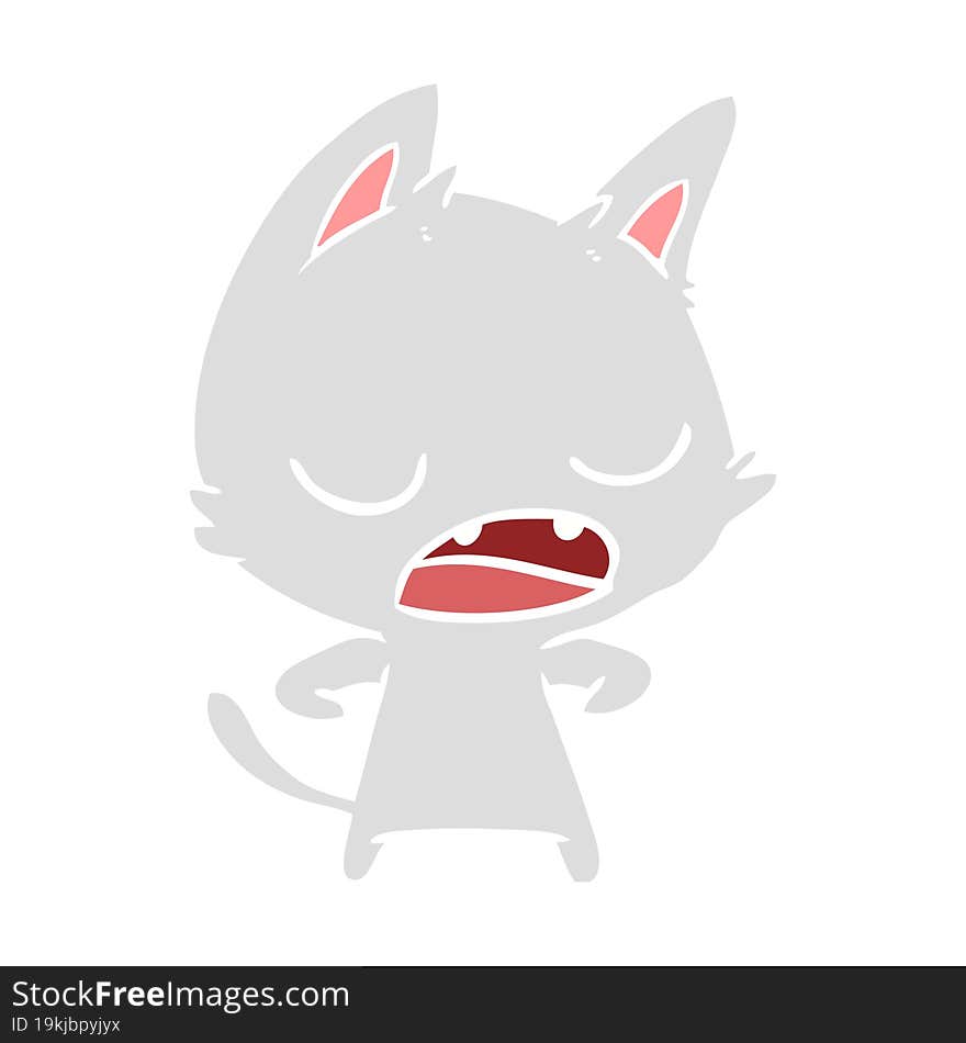 talking cat flat color style cartoon