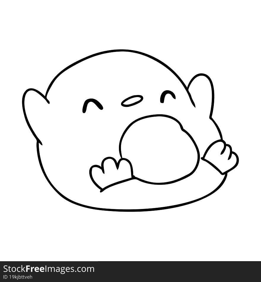 line drawing illustration kawaii of a cute penguin. line drawing illustration kawaii of a cute penguin