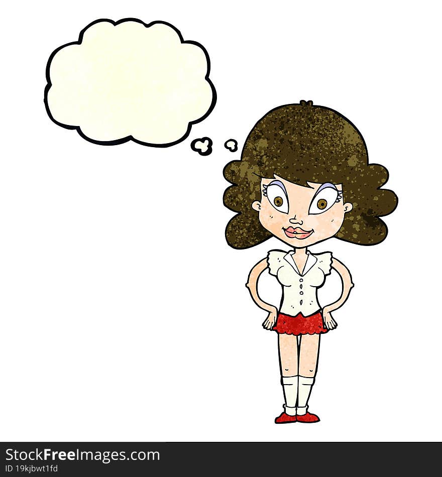 Cartoon Pretty Woman With Thought Bubble