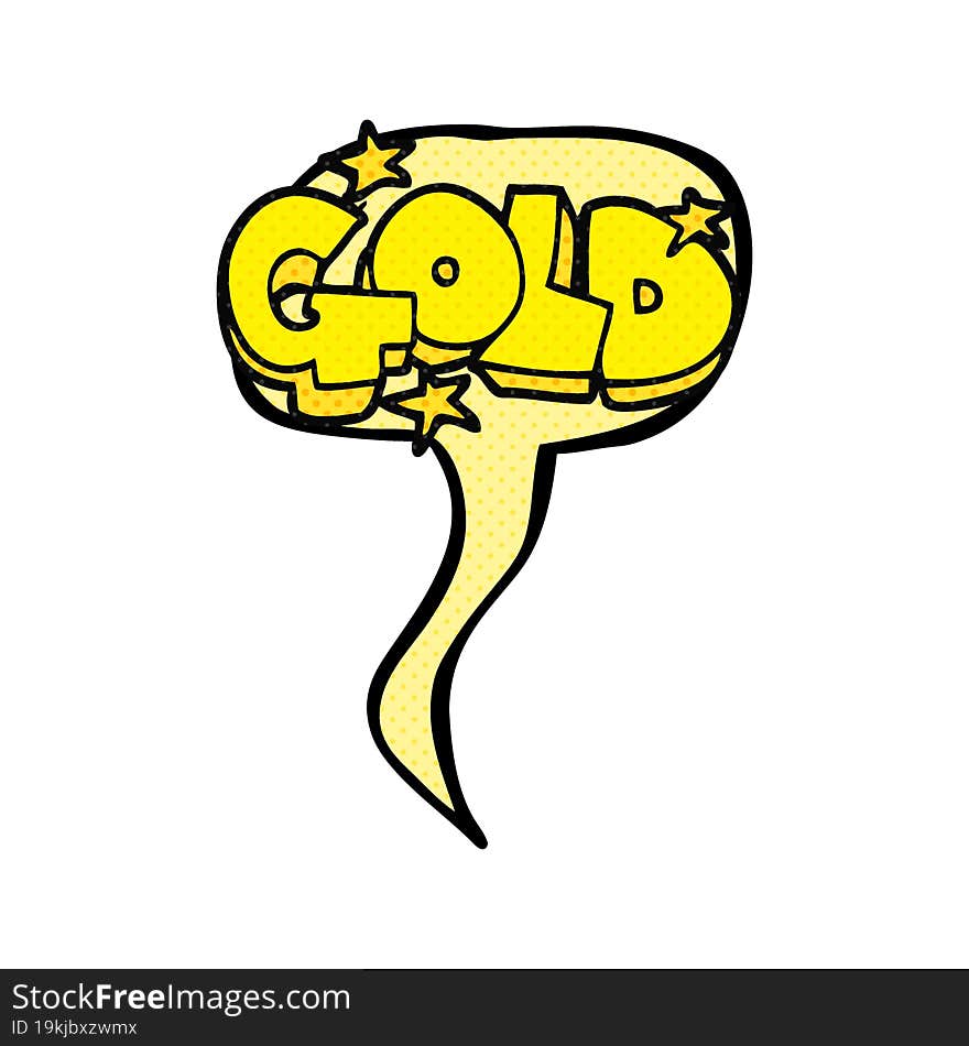 freehand drawn comic book speech bubble cartoon word gold