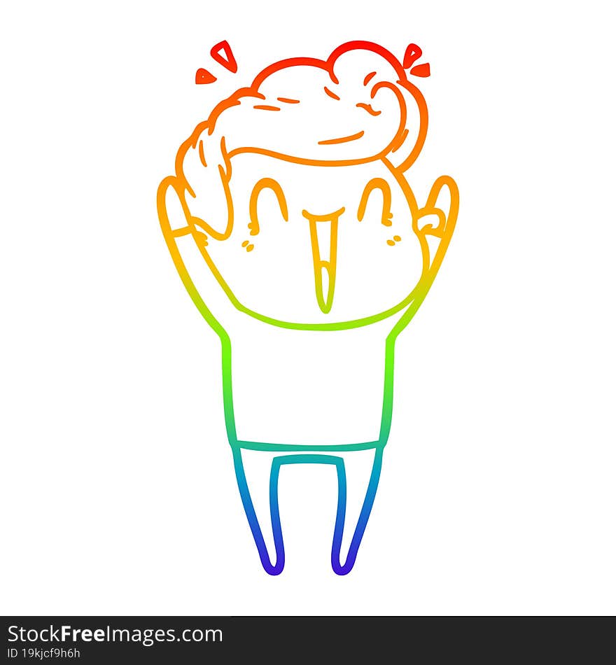 rainbow gradient line drawing cartoon excited man