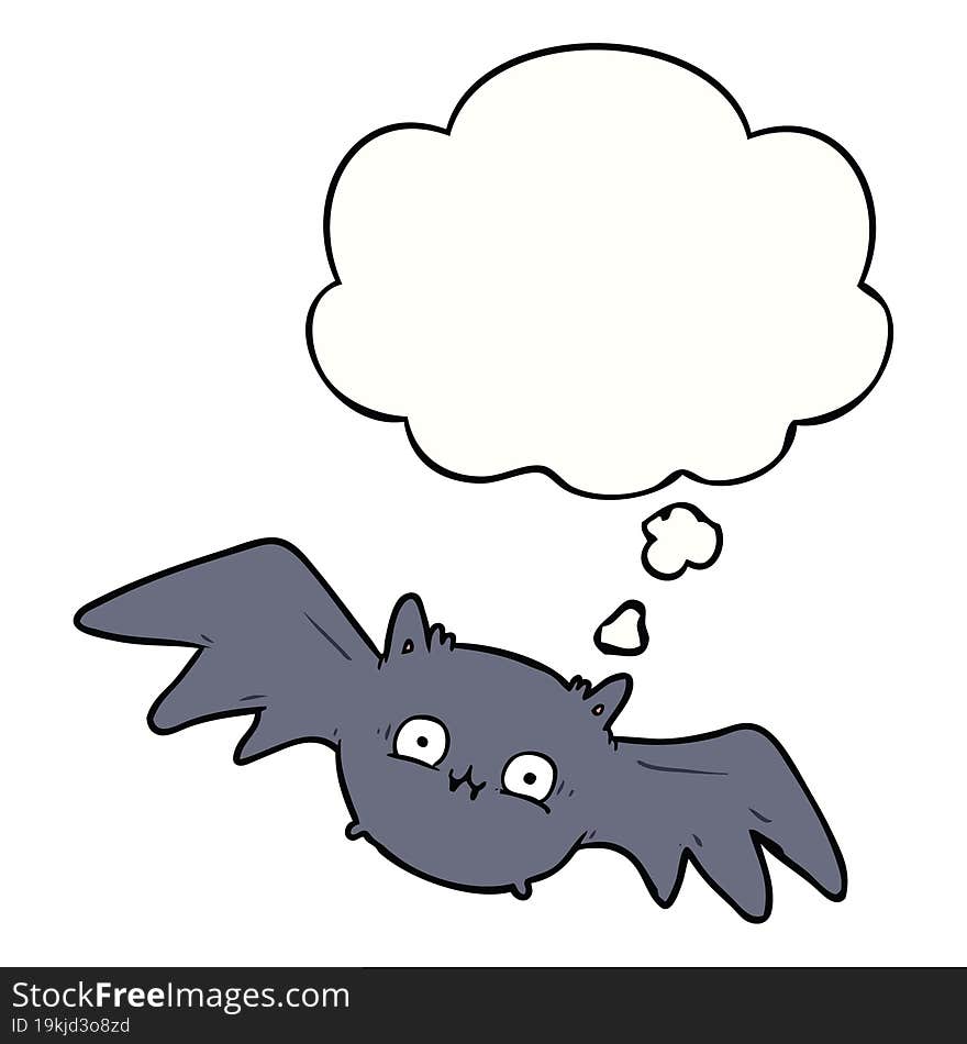 cartoon halloween bat and thought bubble