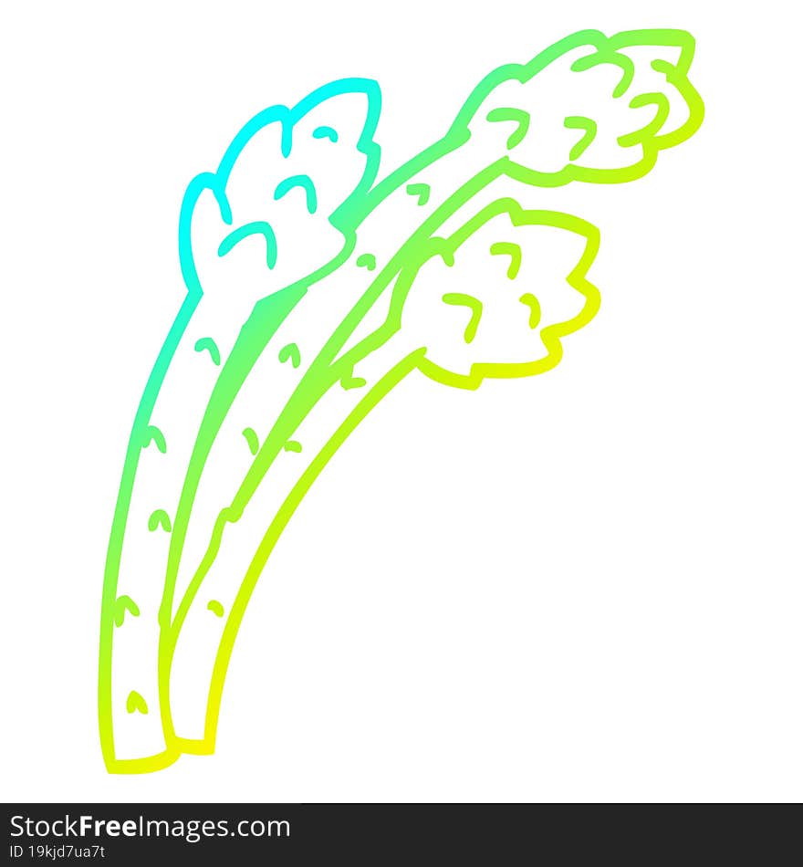 cold gradient line drawing cartoon asparagus plant