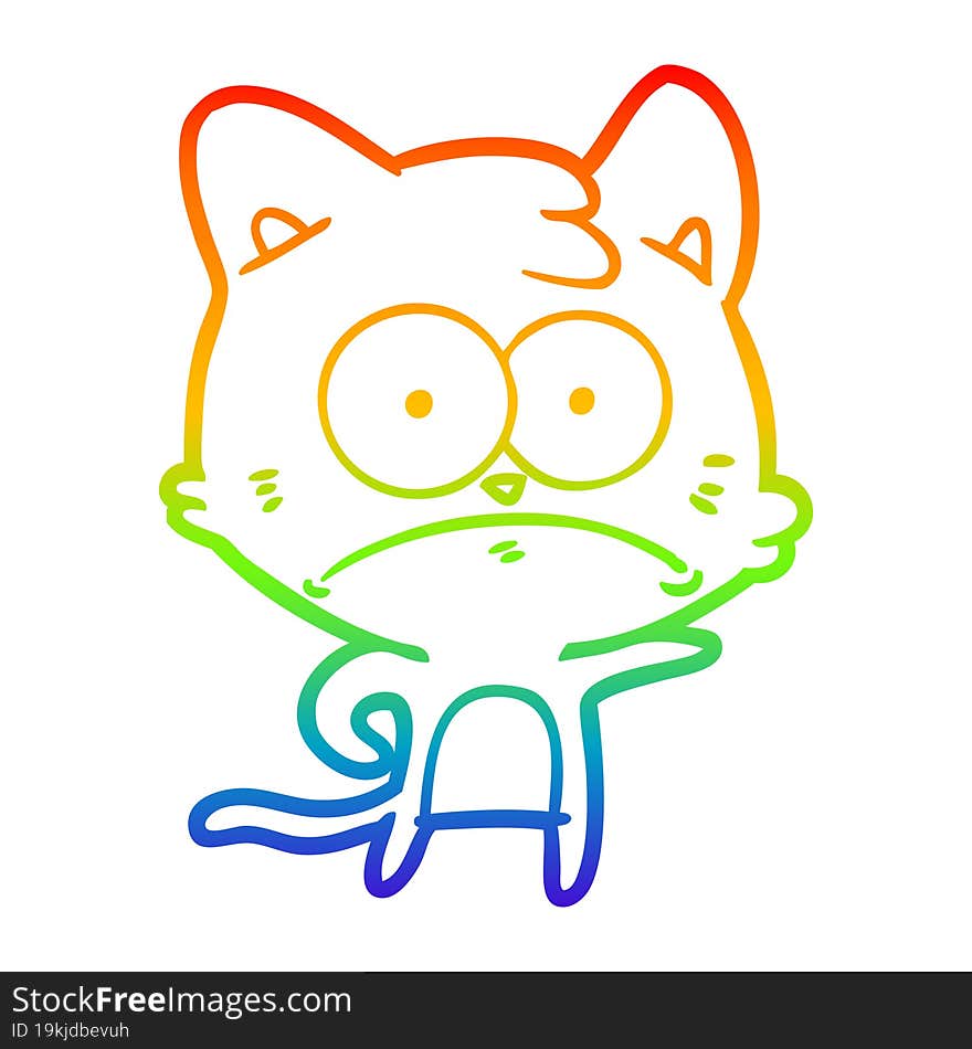 rainbow gradient line drawing cartoon nervous cat