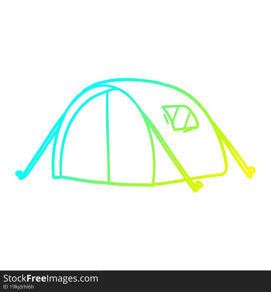 cold gradient line drawing cartoon tent