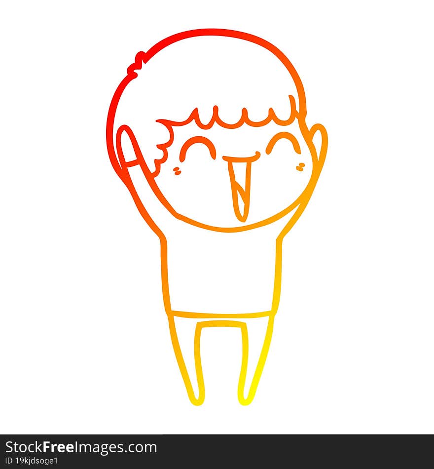 warm gradient line drawing of a cartoon happy man