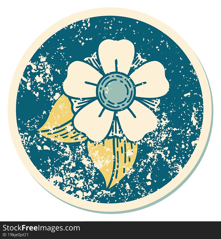 iconic distressed sticker tattoo style image of a flower. iconic distressed sticker tattoo style image of a flower