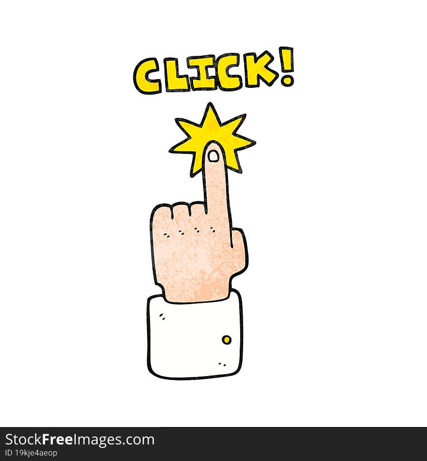 textured cartoon click sign with finger