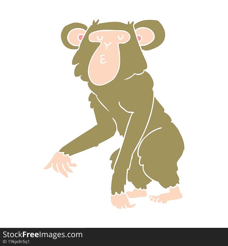 Flat Color Style Cartoon Chimpanzee