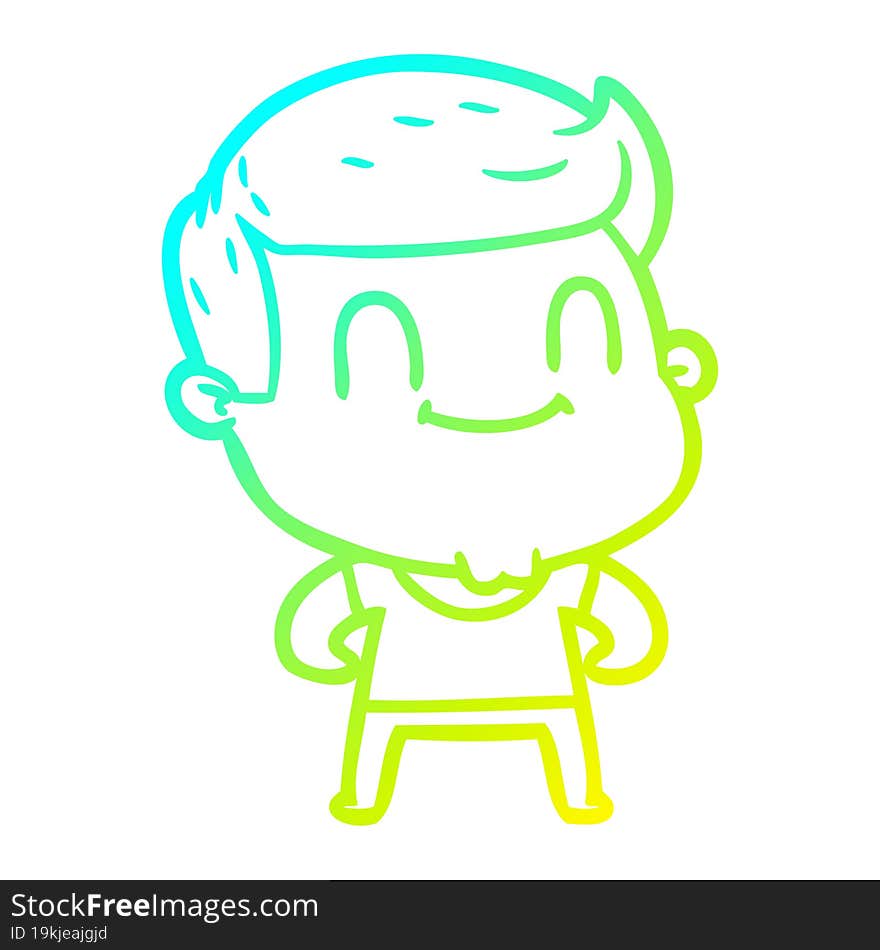 Cold Gradient Line Drawing Cartoon Friendly Man