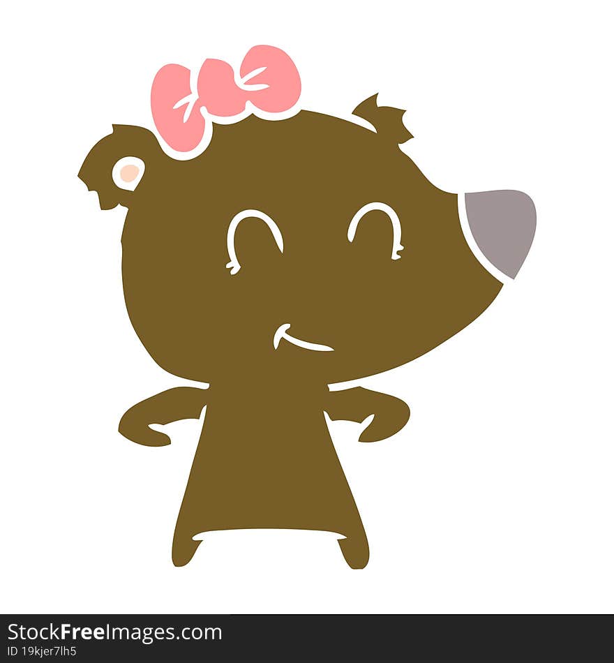 Female Bear Flat Color Style Cartoon