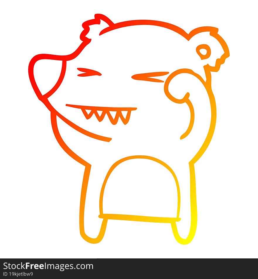 Warm Gradient Line Drawing Angry Bear Cartoon