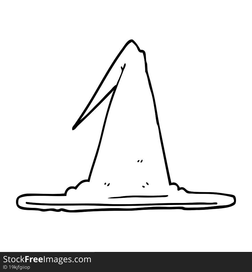 line drawing cartoon witch hat